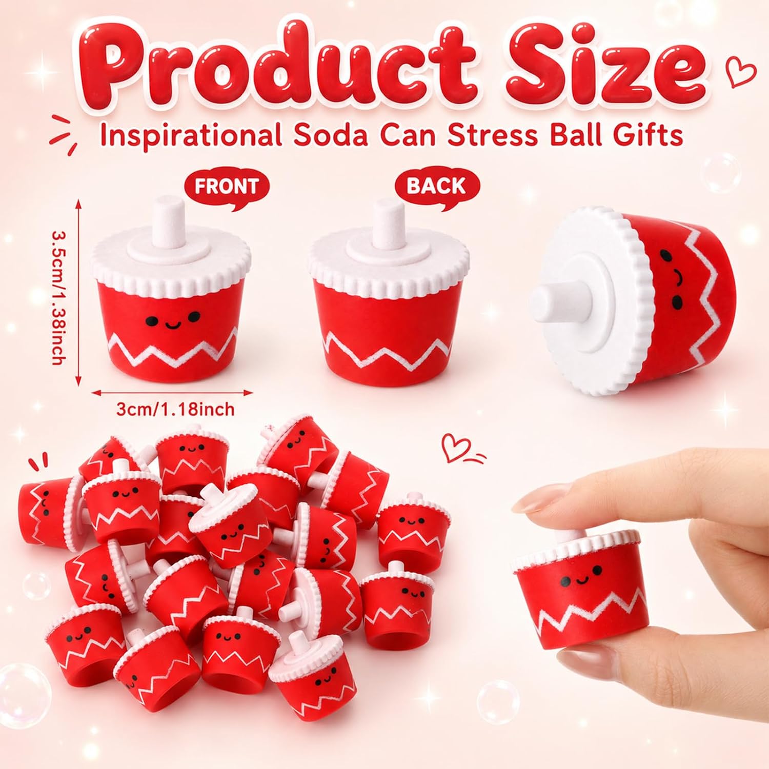 Thenshop 20 Pcs Cola Soda Cup Squeeze Soft Toy Stress Relief Fidget Toys Cola Soda Can Stress Ball Anxiety Relief Inspirational Back to School Appreciation Gift for Coworker Staff Birthday Party Favor