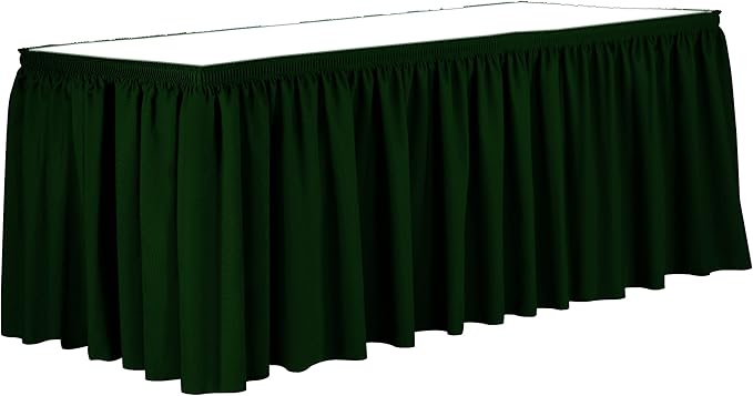 Ultimate Textile Pleat Polyester Fabric Table Skirt - Machine Washable Flame Resistant with Clips for Events, Weddings & Trade Shows, Cut & Sewn in Paterson, NJ - Hunter, 21' Shirred Pleat