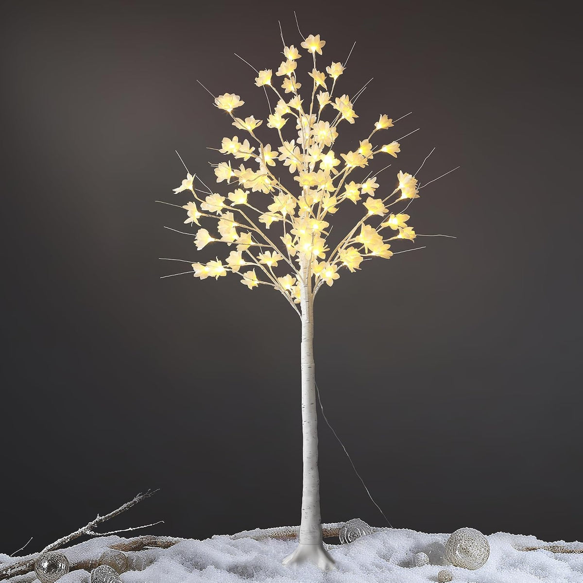 5ft white flower tree with lights,lighted flower tree, main product view
