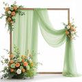 VOK Wedding Arch Draping Fabric Chiffon Fabric, 29in x 18Ft 2 Panels Sheer Chiffon Outdoor Curtain for Wedding Ceremony Birthday Party Decoration (Sage Green,2 Panel)