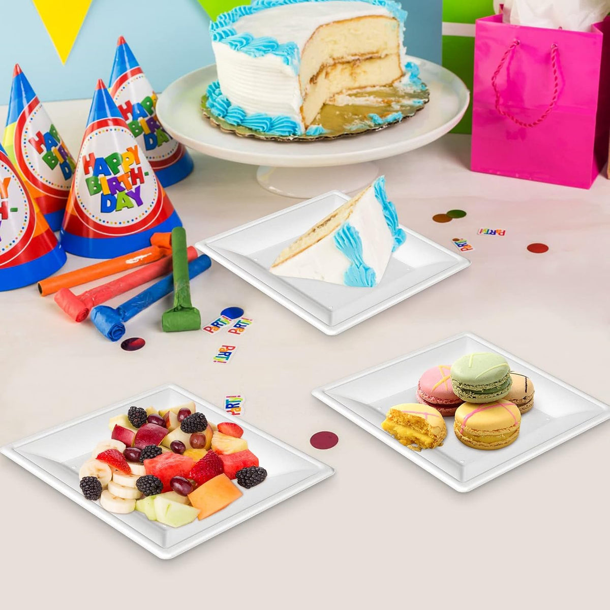 Square Paper Plates, 6 inch Small Paper Plates, 200 Pack Paper Plates Bulk, 1...