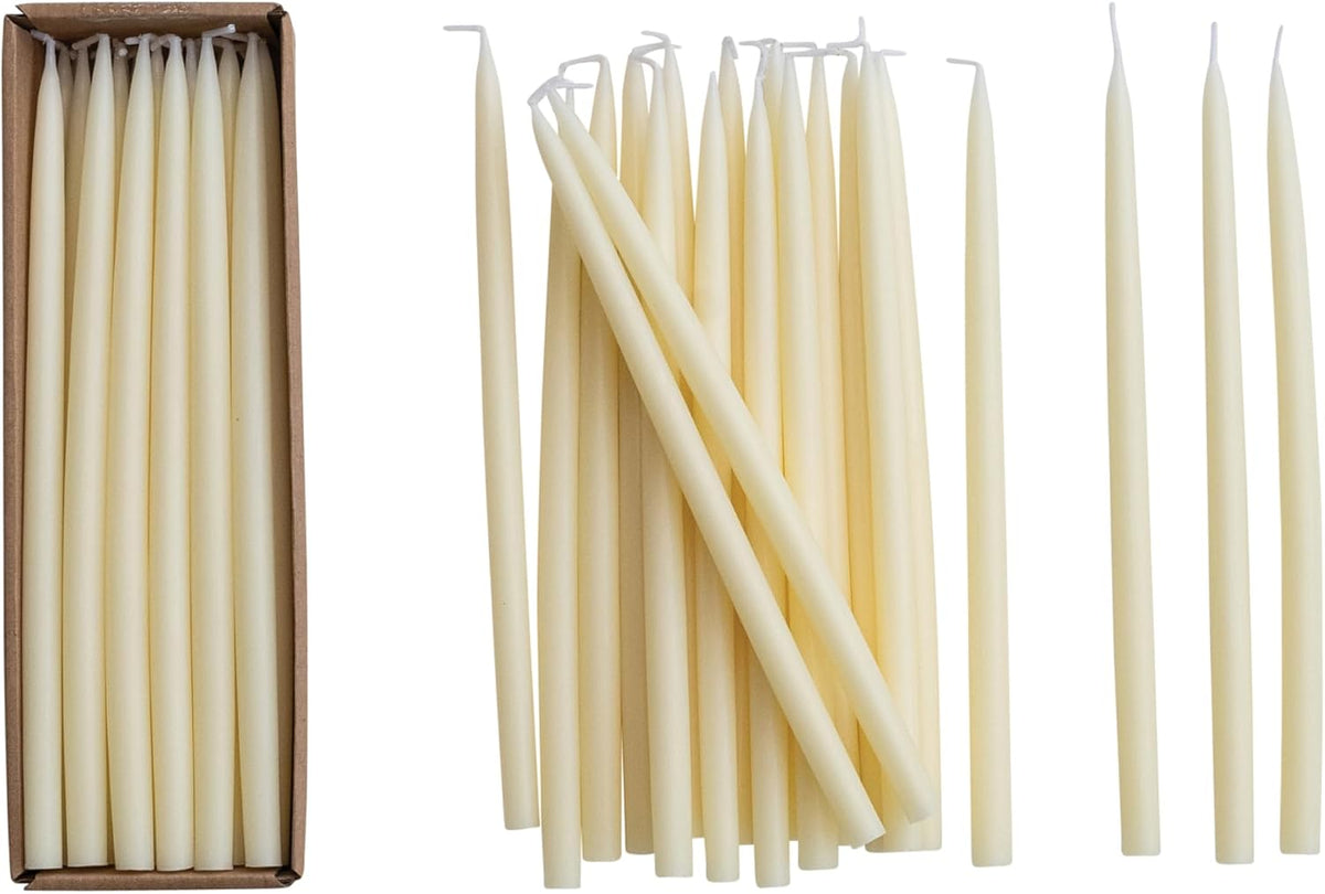 Creative Co-Op 24-Piece Unscented Thin Taper Candles in Box, Ivory Color