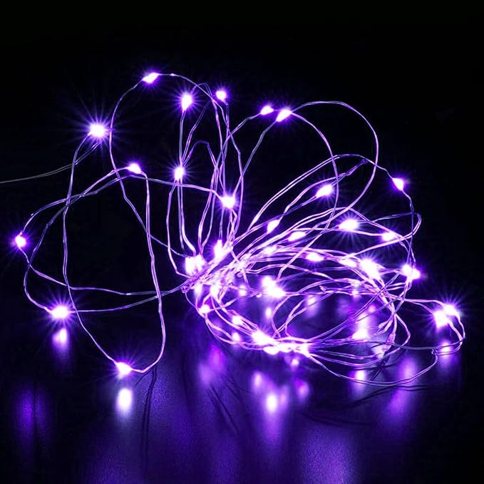Aogist Led Fairy Lights 3 Modes Battery Operated String Lights Waterproof Silver Wire 7 Feet Firefly Starry Moon Mason Jar Lights for DIY Wedding Party Christmas (Purple, 8 Pack)