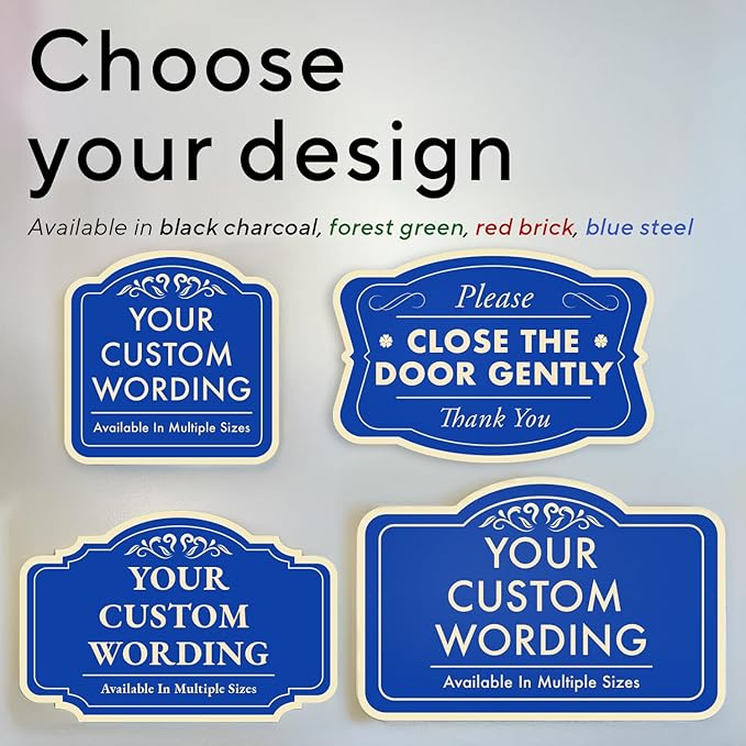 Custom Decorative Outdoor Metal Sign - Personalized Aluminum Sign, Design 1 Blue Steel 42x28 In, Waterproof, Made In USA