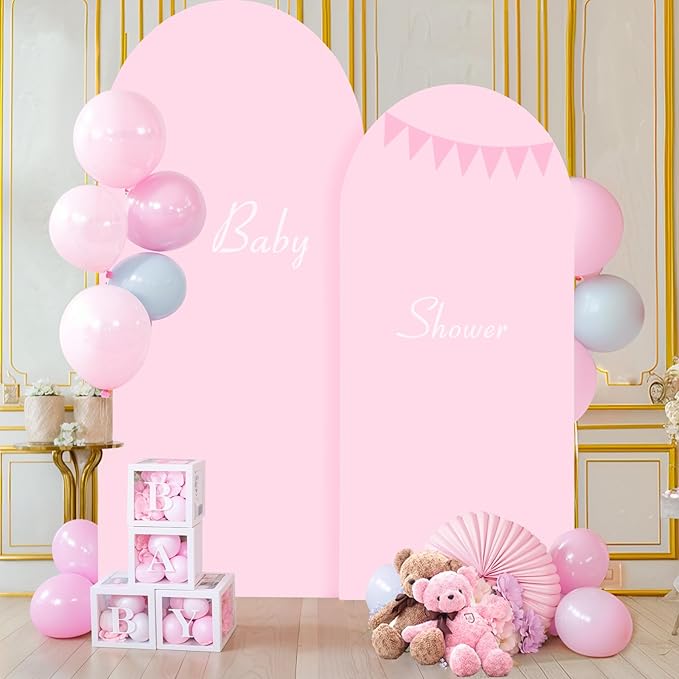 6.6FT Pink Arch Backdrop Cover - Polyester Fitted Wedding Arch Stand Covers Round Top Chiara Arch Backdrop Cover for Birthday Party Banquet Photo Background Decoration