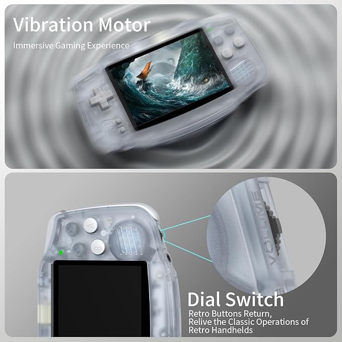 RG34XX Retro Handheld Game Consoles RG34XX Classic Retro Gaming Console 32+64G Card Preloaded Games 5000+ rg34xx Portable Gaming Console Linux 64-bit 3500mAh Battery WiFi Bluetooth HD and TV Output Glacier