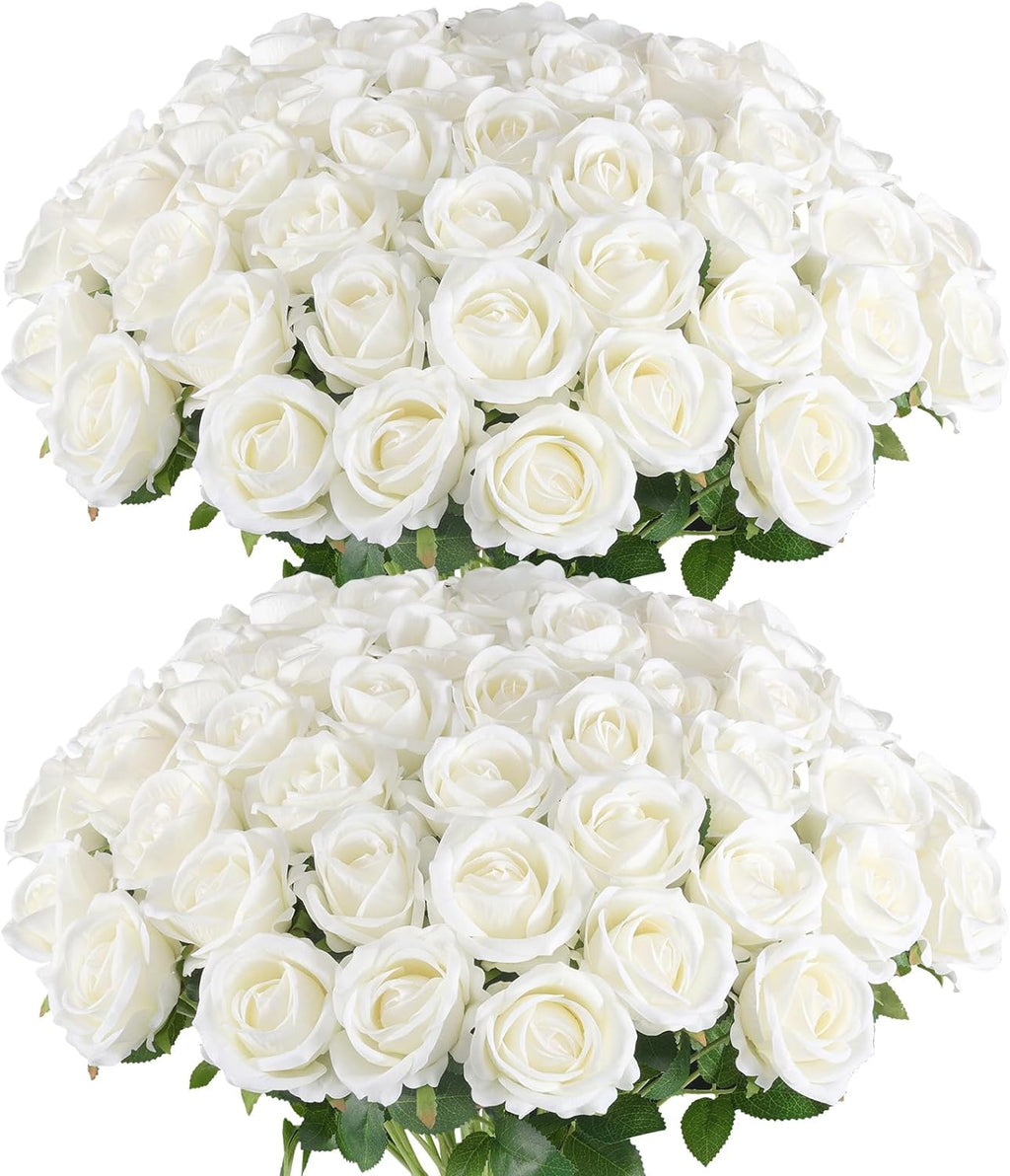 hananona 50 pcs artificial roses, realistic silk flowers, main product view