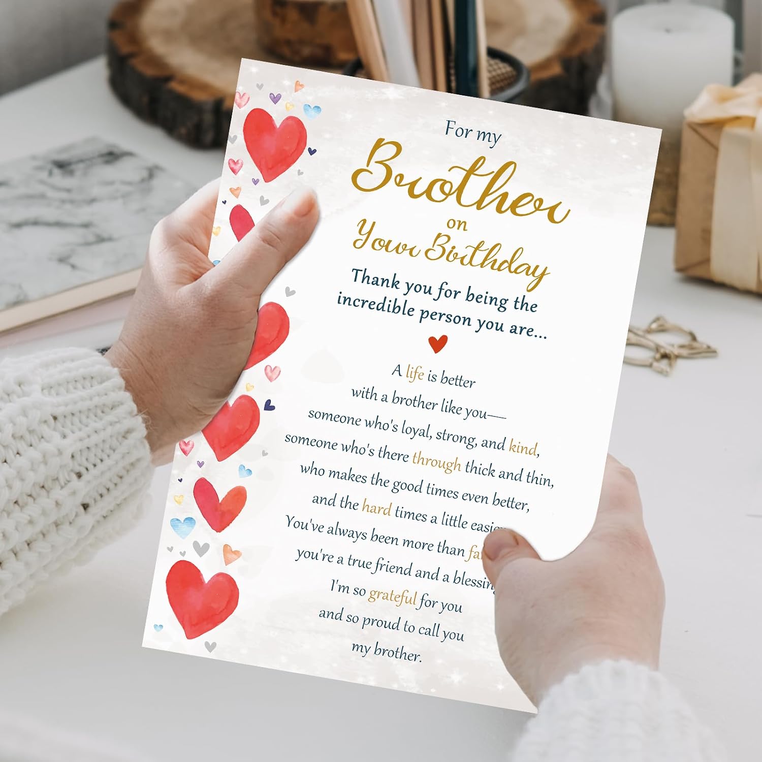 Brother Birthday Card, Happy Birthday Cards for Brother from Sister, Best Birthday Gifts Idea for Bro