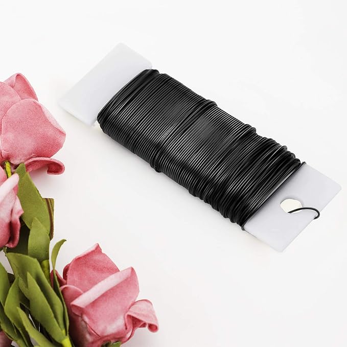 Hotop Floral Wire 38 Yards 114 Ft Florist Paddle Wire 22 Gauge Flexible Paddle for DIY Crafting Wreath, Floral Arrangement, Bouquet Stem Wrapping, Christmas Wreaths Tree, Wedding Bouquets(Black)