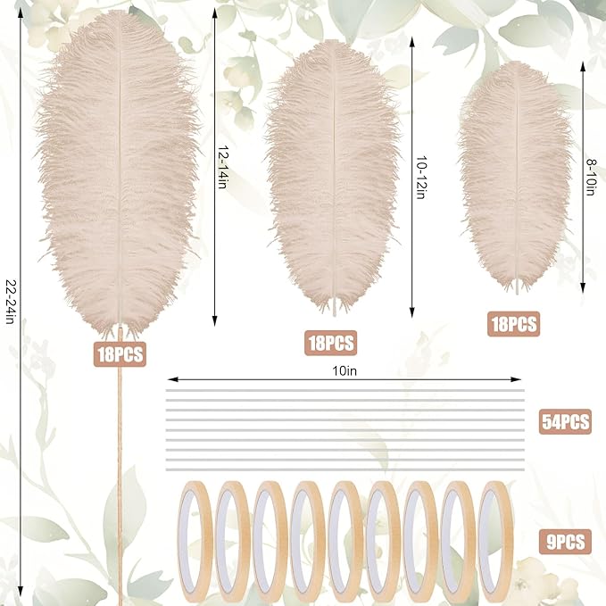 Yuxung 6 Sets Wedding Table Centerpiece Accessories Including 159 Pieces Natural Ostrich Feather Bulk Plastic Vases and Beads Necklaces for Wedding Home Party Centerpiece Supplies(Champagne)