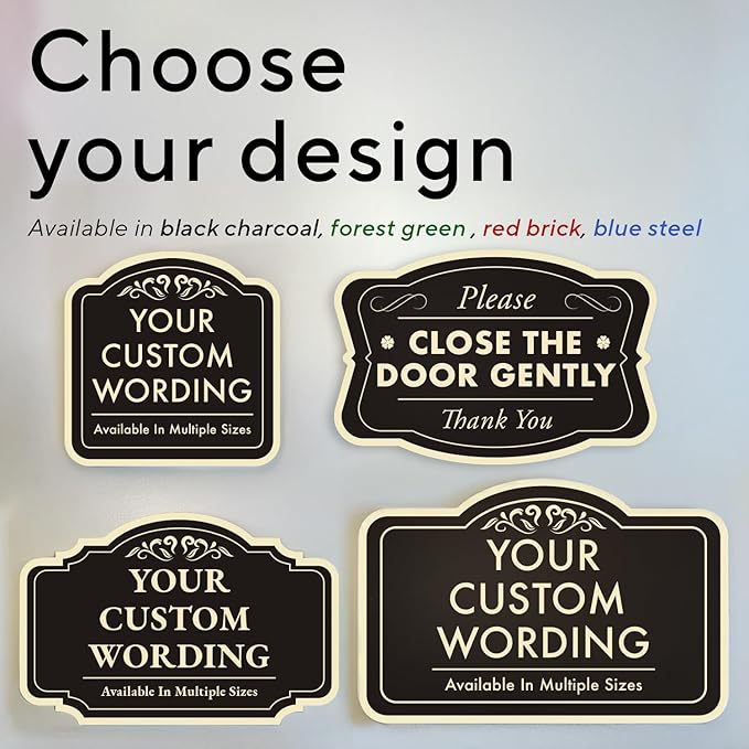 Custom Decorative Outdoor Metal Sign - Personalized Aluminum Driveway Sign, Waterproof, Made In USA - Design 2 Black Charcoal 12x12 In