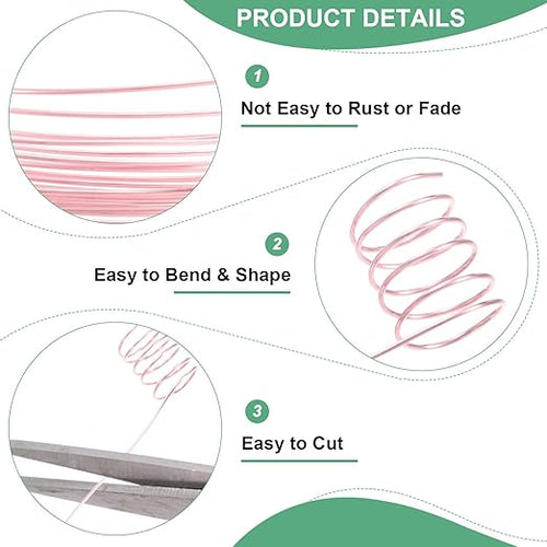0.6 Mm/22 Gauge Copper Wire for Jewelry Making, 13.1FT Copper Beading Craft Wire for Jewelry/Weaving/DIY Crafting/Planting, Color-Retaining [4M, Rose Gold]