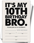 YSTEP It's My 10th Birthday Party Invitations, 20 Invite Cards with Envelopes, 4" x 6" Black and White Birthday Invites - C15