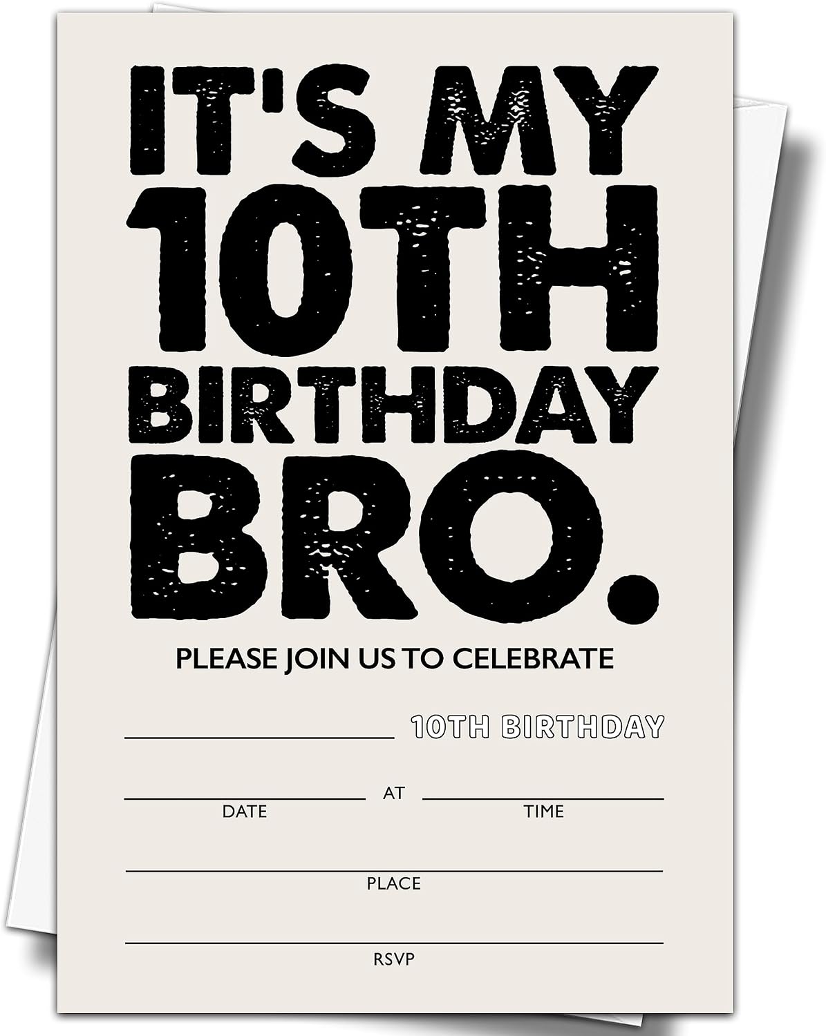 YSTEP It's My 10th Birthday Party Invitations, 20 Invite Cards with Envelopes, 4" x 6" Black and White Birthday Invites - C15