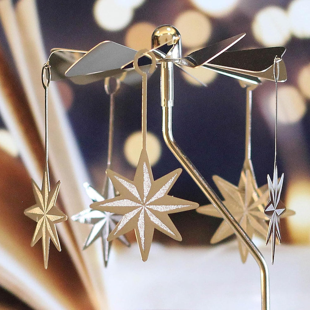 iLajao Candle Carousel Rotary Candle Holder Christmas Carousel Spinning Candleholder Metal Tealight Christmas Decoration Tables Centerpieces Valentine Easter Gifts (Moravian Star)