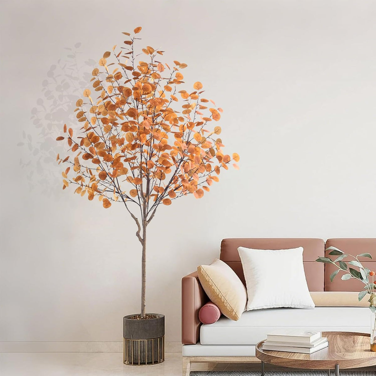 Artificial Eucalyptus Tree for Fall Decor, 6 FT Fall Tree with Realistic Euca...