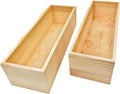 Anktily 2 Pack Unfinished Wooden Craft Storage Organiser Boxes, 11.8 x 4 x 3 inch Rectangle Wood Box, Rustic Natural Wood Container Box for Home Venue Decor