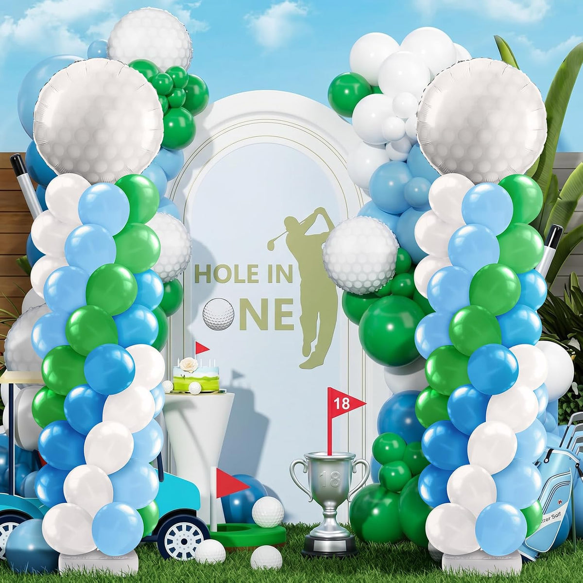 kasyat 2 sets golf balloon column stand kit shown in use