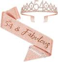BRT Bearingshui Fabulous Sash and Tiara for Women, Rose Gold Birthday Crown for 54th Birthday Party Favor Supplies