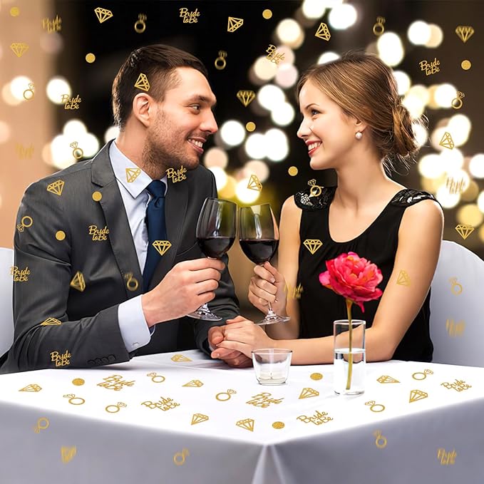 MARFOREVER Gold Wedding Confetti Bridal Shower Decorations Bride to Be Confetti Diamond Ring and Circle Glitter Paper for Wedding Bachelorette Bridal Engagement Party Decor Table Scatter