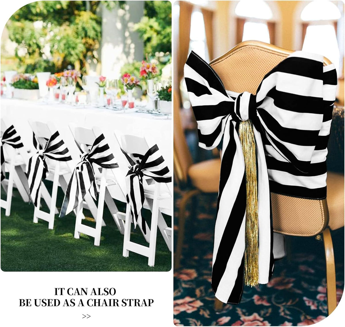 fani 15 Pack Black and White Striped Table Runner, 12 x 72 Inch