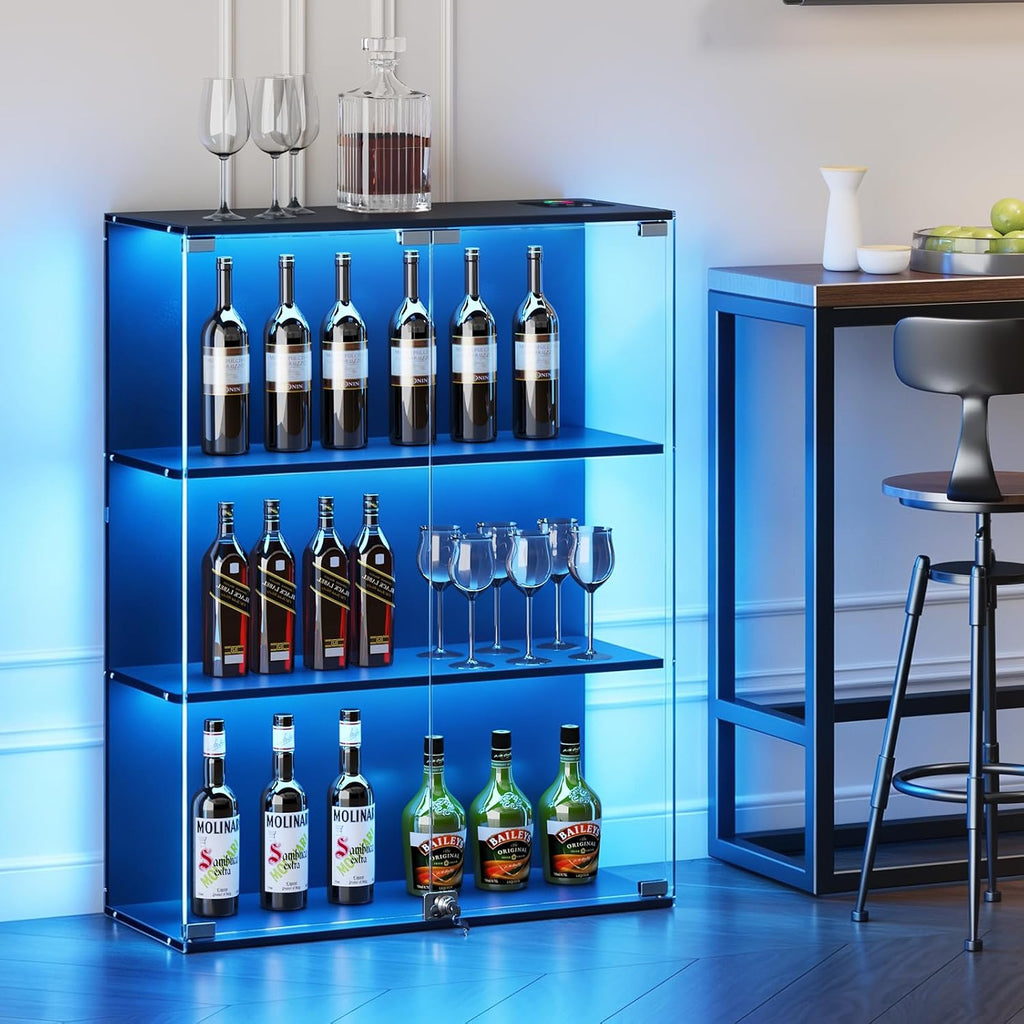versiontech. glass display cabinet with rgb led lights, view 9