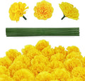 30 Pcs Artificial Marigold Flowers,2" Silk Marigold Flower Heads with Stems,Yellow Flowers Artificial for Diwali Decor,Indian Wedding,Home,DIY Wreath Garland,Day of The Dead Decorations