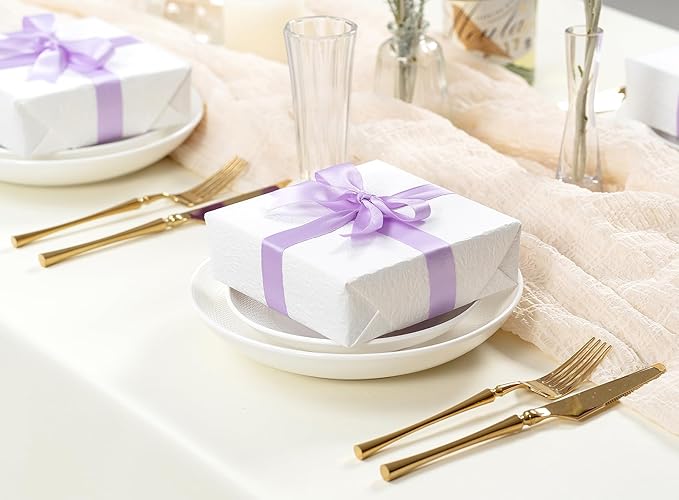 Lavender Satin Ribbon 7/8 Inch x 50 Yards Double-Faced Ribbons for Gift Wrapping Crafts Flower Bouquet Wedding Paper Bows Invitations