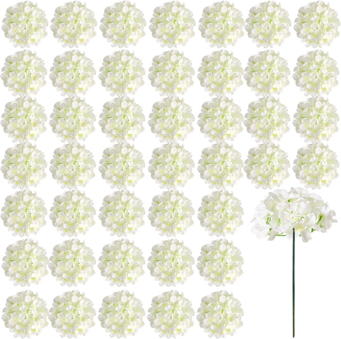 Auihiay 46Pcs Hydrangea Artificial Flowers Silk Hydrangea Heads