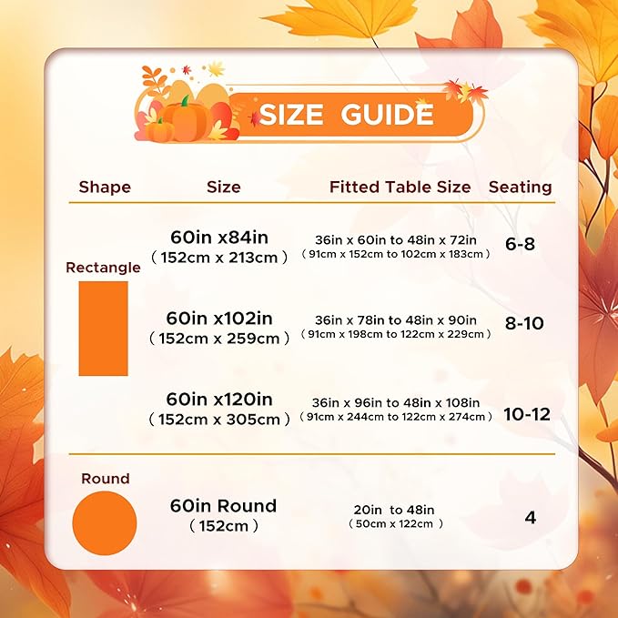 sancua 2 Pack Fall Tablecloth 60 x 102 Inch Rust, Rectangle Thanksgiving Burnt Orange Table Cloth for 6 Feet Tables - Stain and Wrinkle Resistant Washable Polyester Table Cover for Dining Parties
