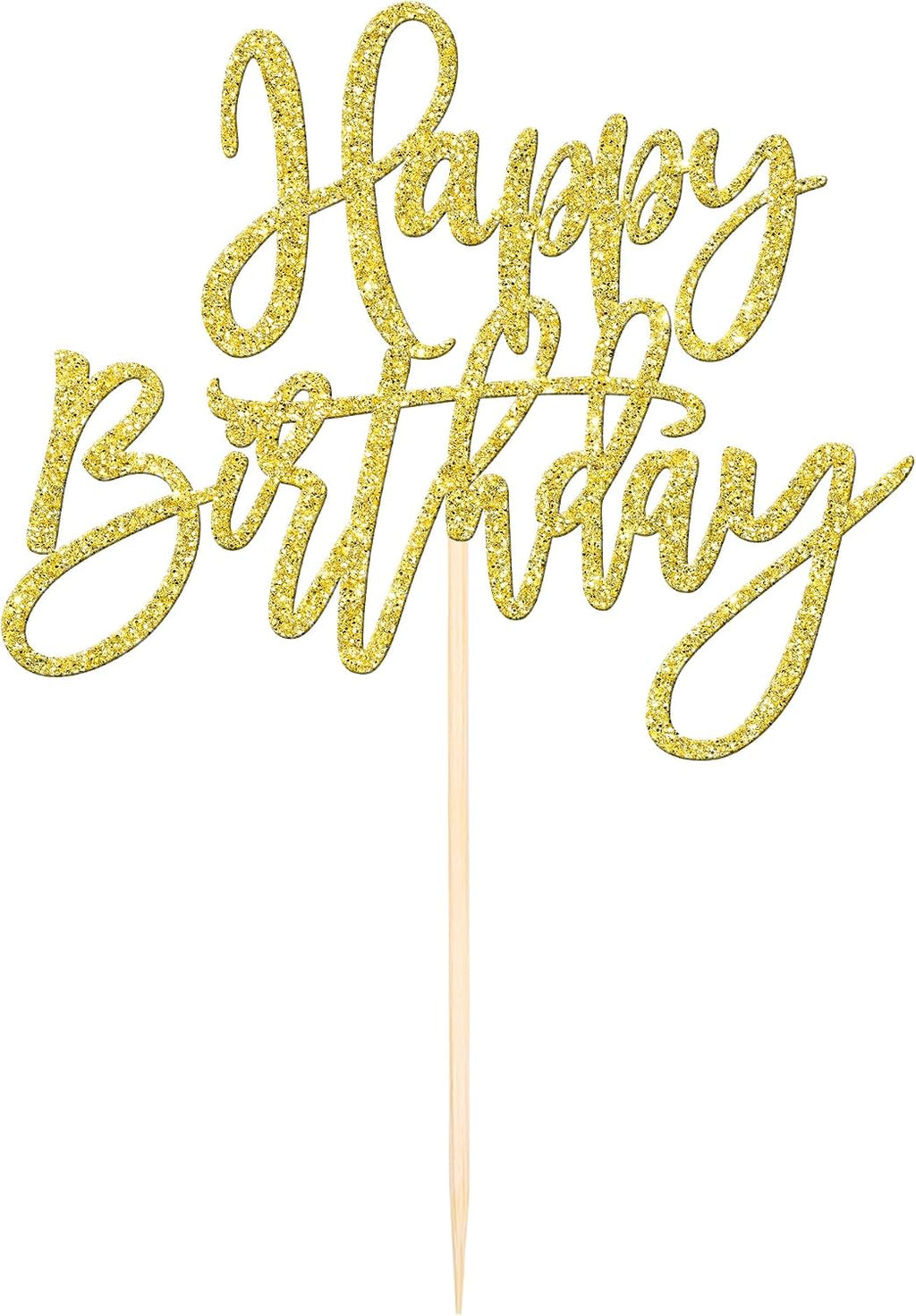 ZHUOWEISM 1 PCS Gold Happy Birthday & Anniversary Cake Topper