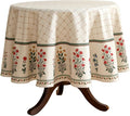 ISAENNE Designer Vintage Linen Floral Round Tablecloth,Fall Colorful Modern Table Cloth,Anti-Wrinkle Decor Tablecloths for Dining Thanksgiving Kitchen Christmas,Diameter 67"-Bertina E