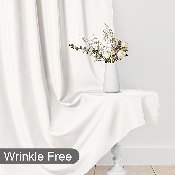 DWCN 10x8 FT Ivory Backdrop Curtains for Parties, Photography Backdrop Drapes with Rod Pockets for Wedding Decorations Stage Birthday Family Gatherings, 2 Panels 5ft x 8ft