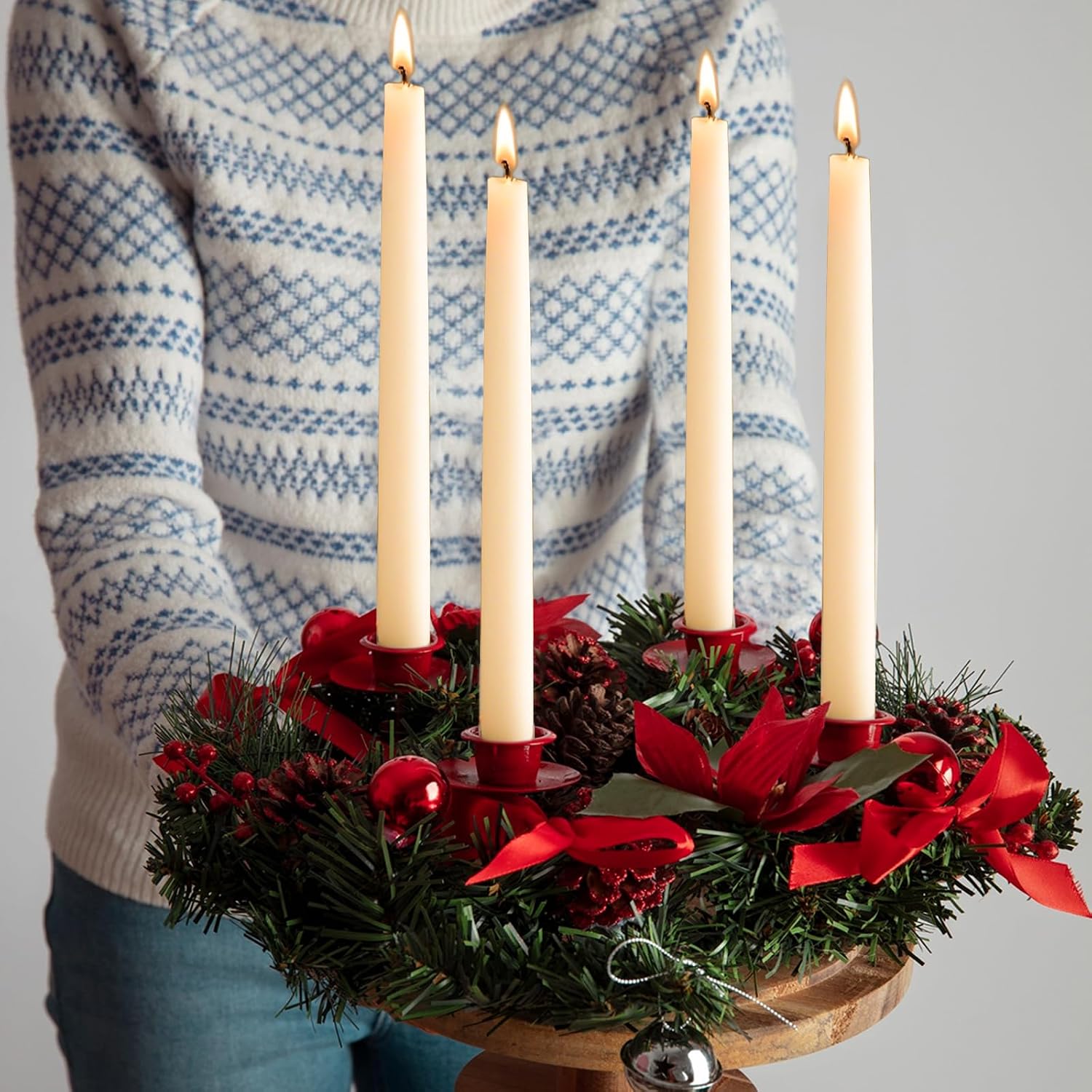 Beeswax Taper Candles White, 9 Inch Natural Beeswax Long Candle Sticks, 10 Hours Burn Time, Smokeless & Dripless Tall Taper Candle for Table Decor, Unscented Bee Wax Tapered Candles (8 Packs)