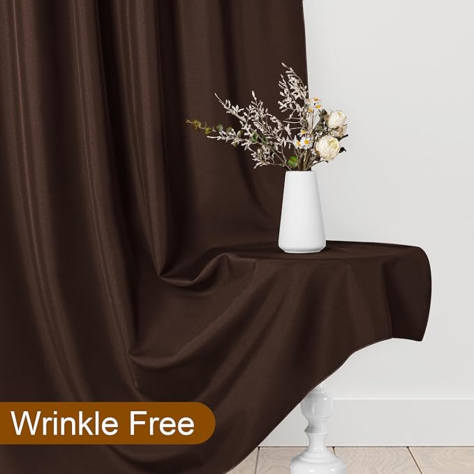 DWCN 10x10 FT Backdrop Curtains for Parties, Photography Backdrop Drapes with Rod Pockets for Wedding Decorations Stage Birthday Family Gatherings, 2 Panels 5ft x 10ft, Brown