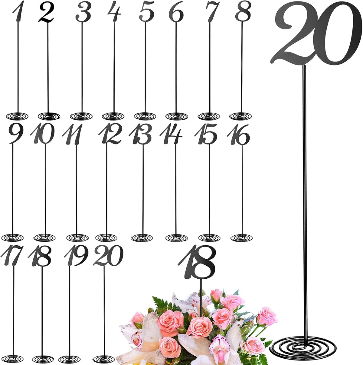 therwen 20 pcs metal table numbers 1-20 table, main product view