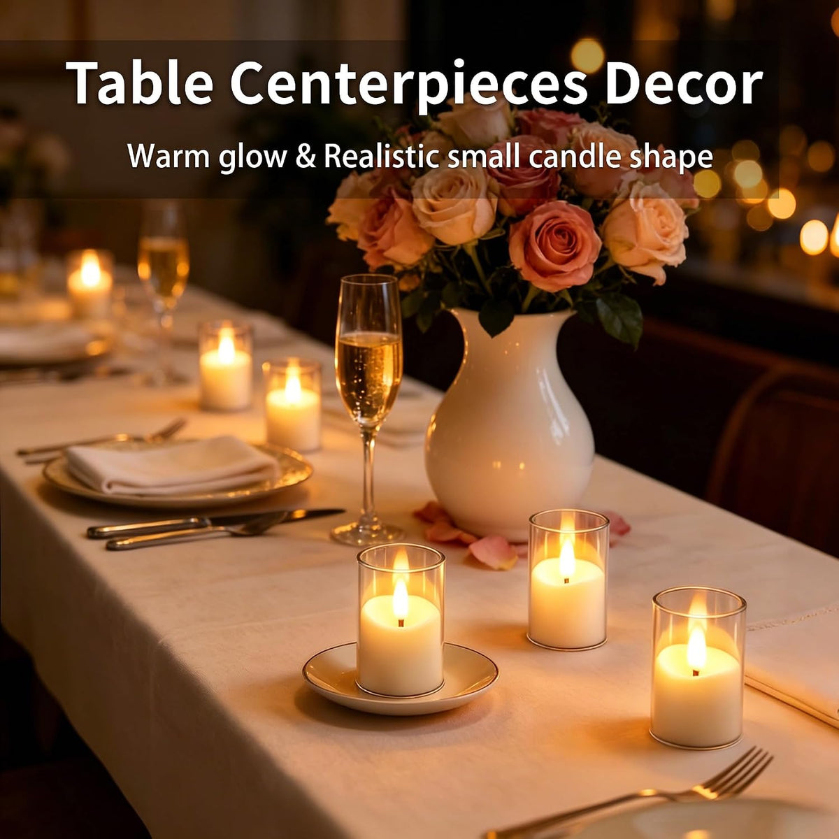Small Rechargeable Flameless Tea Lights Candles with Timer Remote