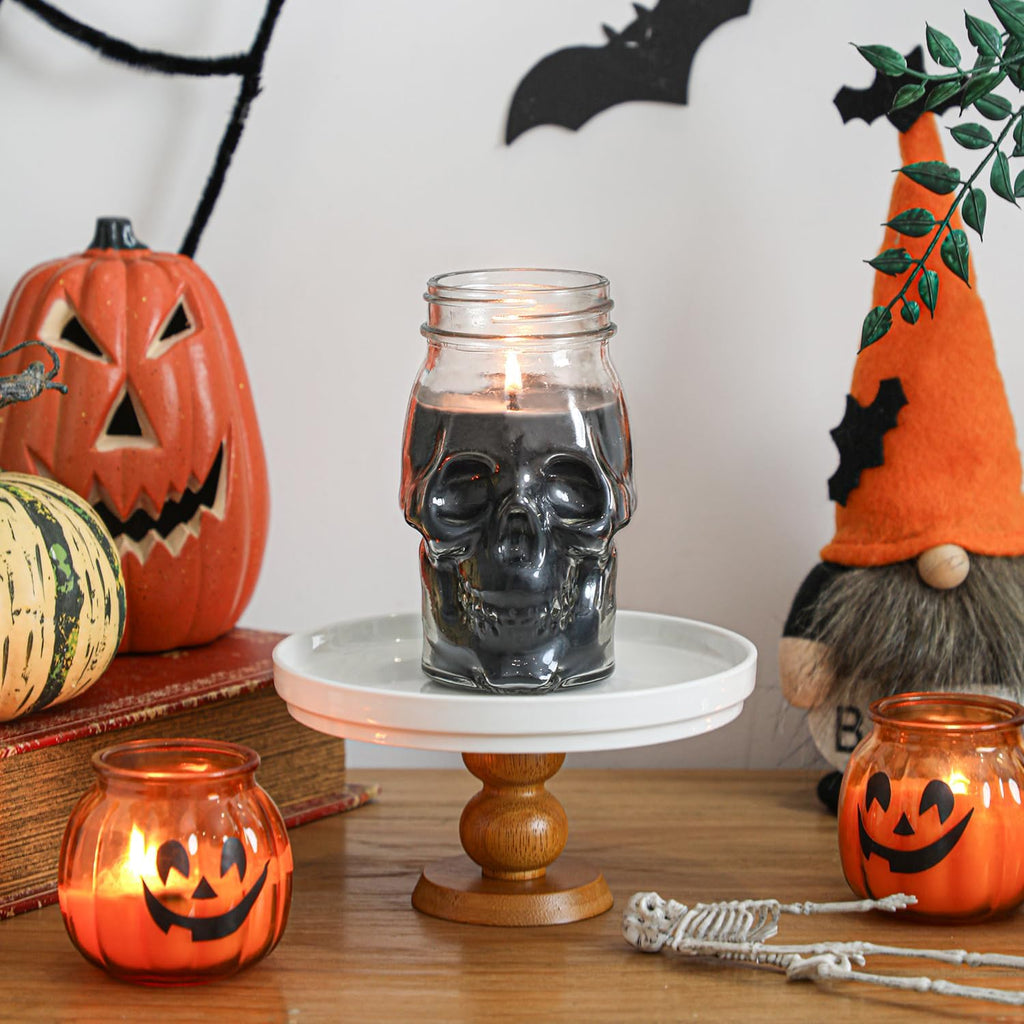 Gothic Skull Candle, Large Skull Candle Halloween Gothic Decorations for Home Table Bar Indoor Room,Scary Halloween Decorations Indoor Black