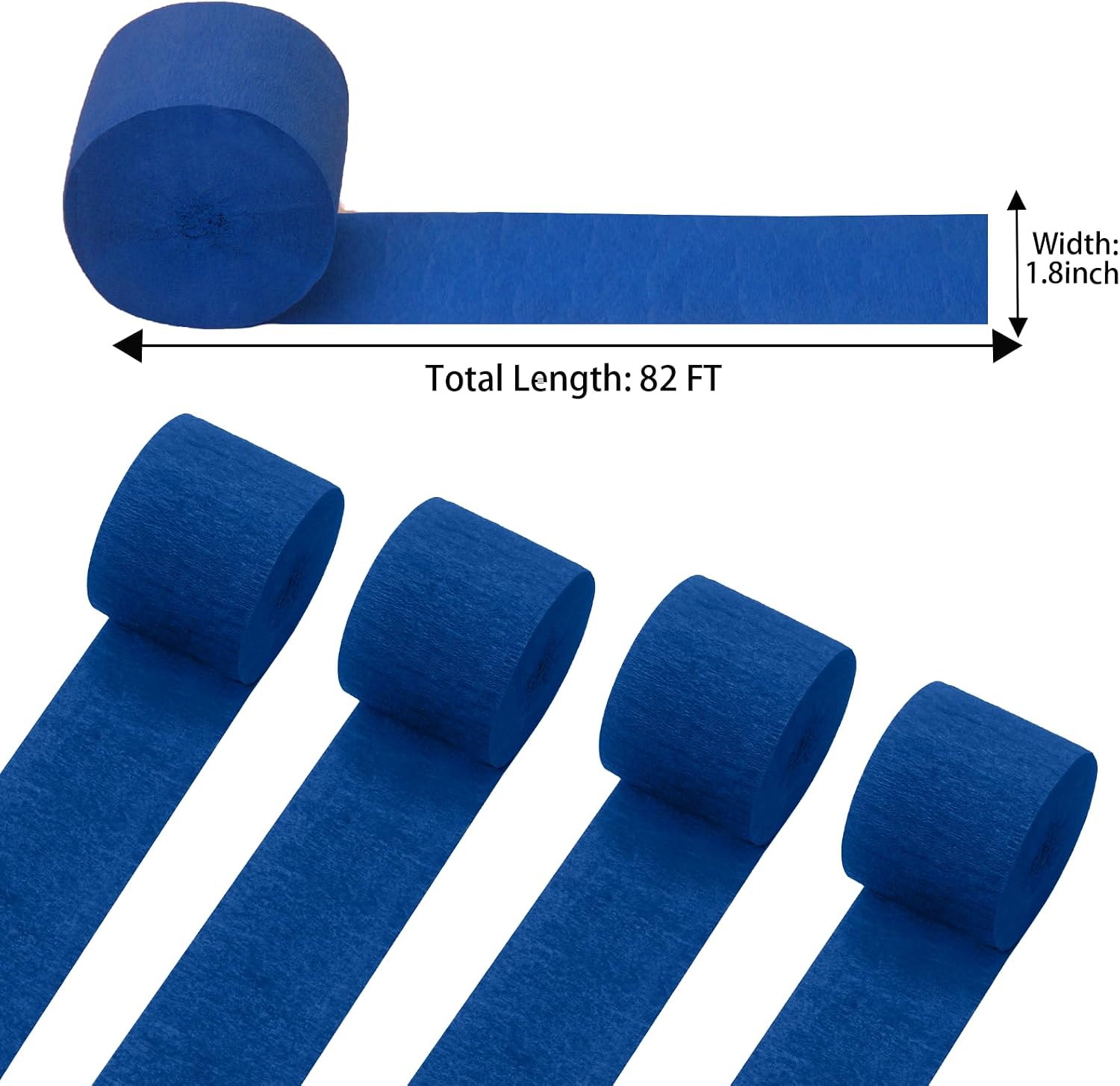 patypire Navy Blue Crepe Paper Streamers 4 Rolls 328ft, Pack of Party Streamers for Party Decorations, Crepe Paper for Birthday, Baby Shower, Wedding Party Decorations (1.8 Inch x 82 Ft/Roll)