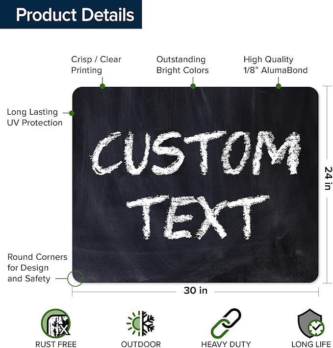 Custom Sign, Custom Street Sign, 11 Font Colors, 13 Font Styles, 4 Hole Options, 22 Sizes, 24x30 Inches, Rust Free DiBound, Fade Resistant, Made in USA by My Sign Center (Chalkboard Black)