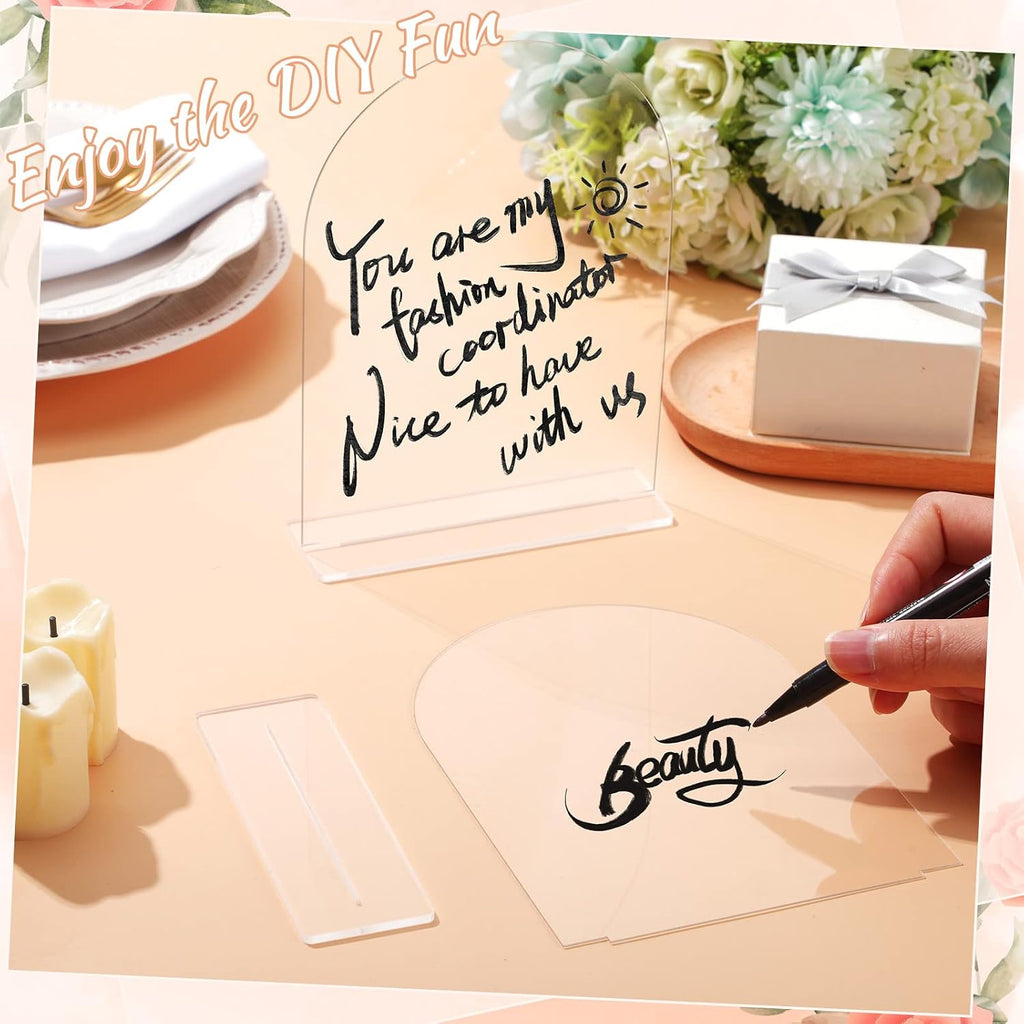 Juexica 30 Packs 5x7 Inch Clear Acrylic Arch Sign - Blank DIY Table Numbers with Stand for Weddings, Office Parties & Menus