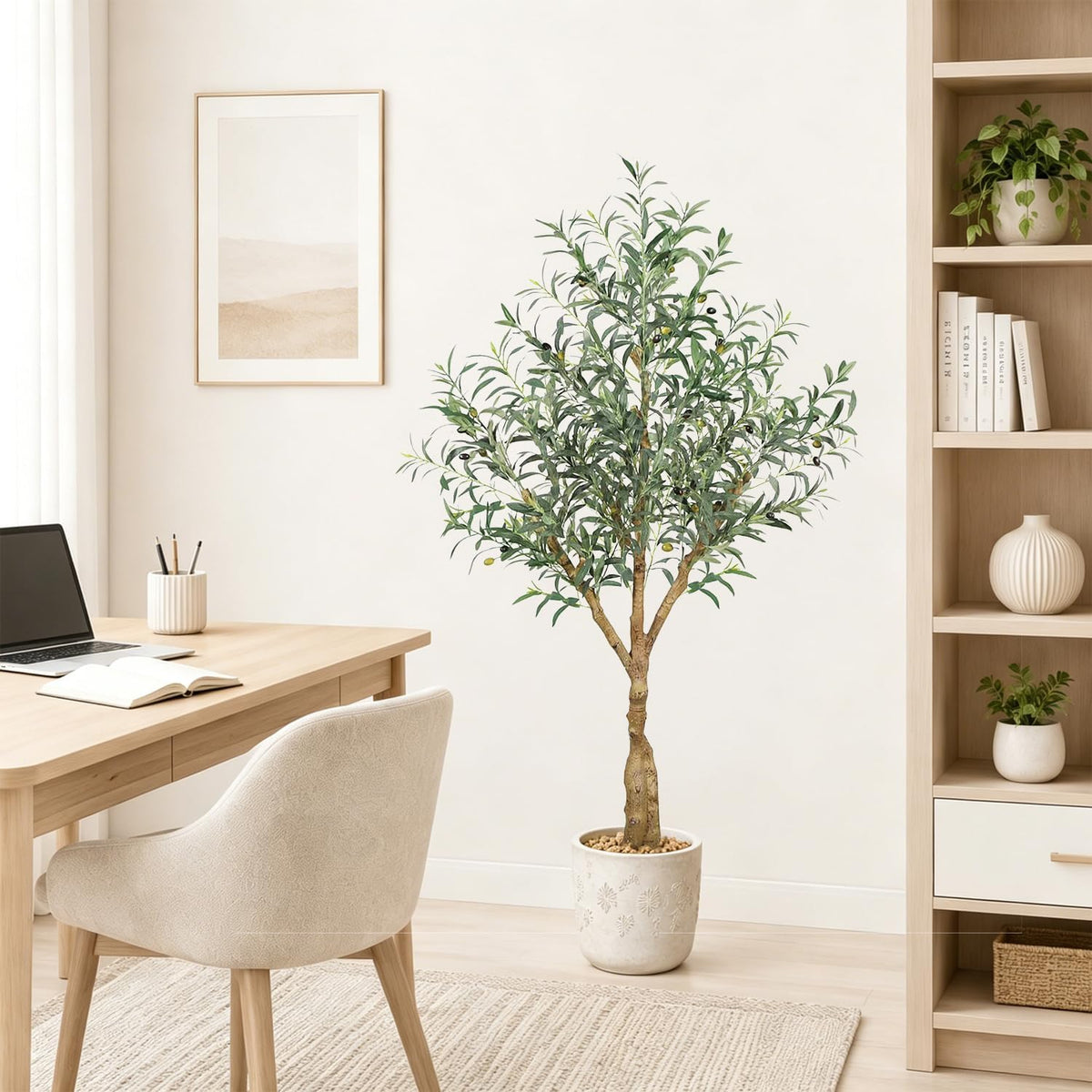 olive trees artificial indoor, 5ft tall faux olive shown in use