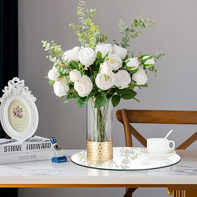 12PCS 8inch Round Mirrors for Centerpieces, Circle Mirror Centerpieces for Tables, Mirror Tiles for Wall Decor Table Wedding Centerpieces Mirror Plates for Candle Wedding Decorations DIY Craft