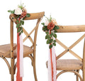 Wedding Aisle Decorations for Wedding Ceremony Set of 10 Pew Flowers for Church Chair Decorations Party Decor with Artificial Flowers Eucalyptus and Ribbons Terracotta