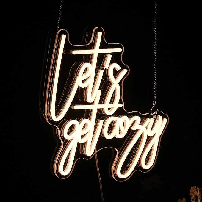 Let's Get Cozy Neon Signs, Wall Decor, Warm White Led Signs Usb Powered, Living Room Decor, Game Room Decor, For Adult Boys Girls Bedroom Restaurant Bar Hotel Party Birthday (13×12.6 in)