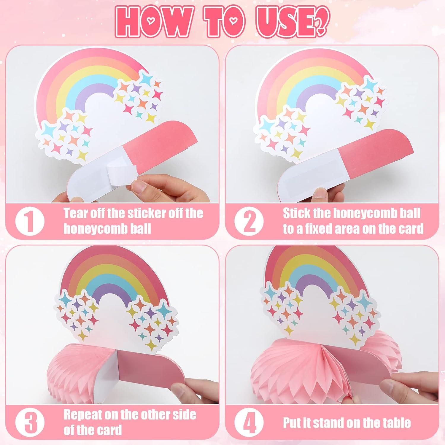 Ireer 9 Pieces Rainbow Party Decorations Honeycomb Rainbow Table Centerpieces Cute 3D Clouds Decorations for Birthday or Themed Party Favor Supplies