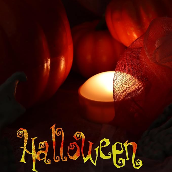 LED Pumpkin Lights with Remote and Timer, Battery Operated Bright Flickering Flameless Candles for Pumpkin Decor, Jack-O-Lantern Halloween Party Decorations,Orange Color, 6 Pack