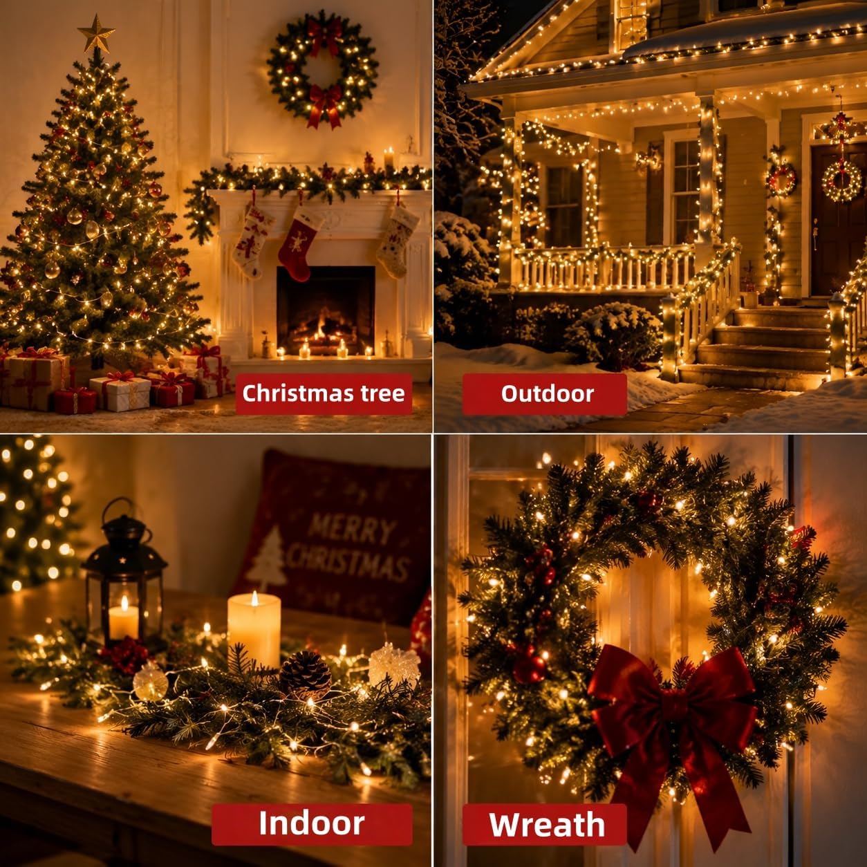Warm White Christmas Lights, 21Ft 100 Incandescent Mini Bulbs, UL Certified, Connectable, Indoor and Outdoor, Perfect for Christmas Tree, Wreath, Home, Yard, Wedding, Party, Holiday Decor