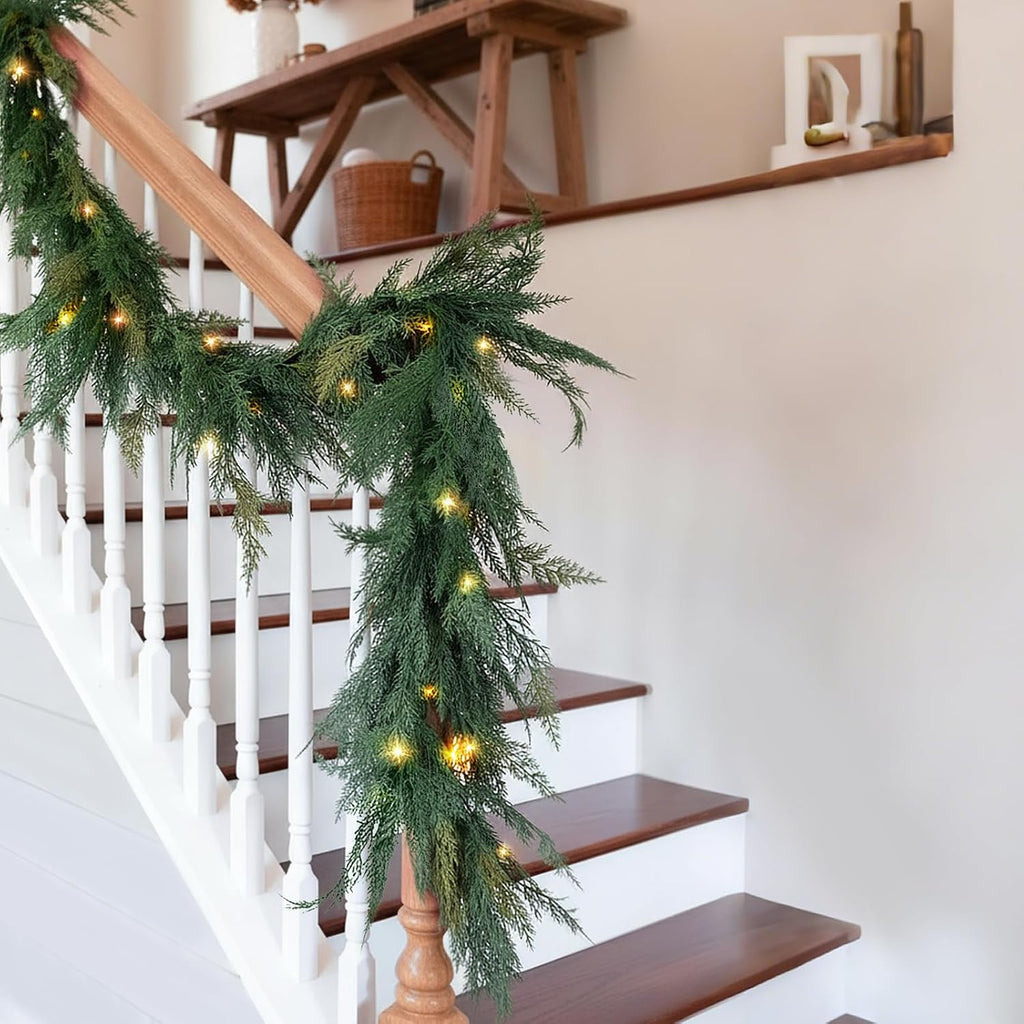 christmas cedar garland realistic - cypress decorations with, side view
