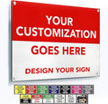 Custom Metal Business Signs, Personalized Aluminum Outdoor Signs, Waterproof, White Aluminum (Red & White, 18x12 In)
